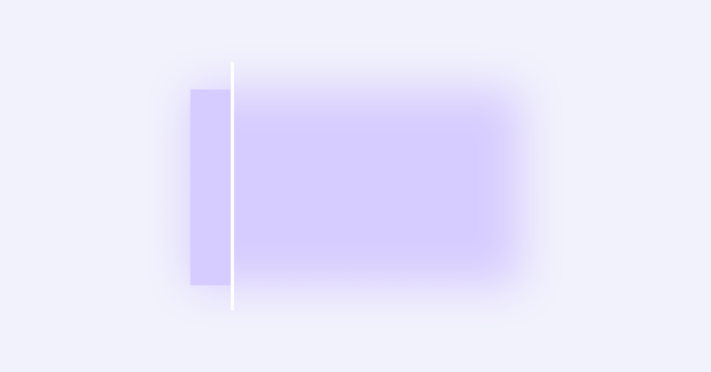 Image shows a lavender rectangle. Almost all the way to the left side of the rectangle is a vertical white line that goes through the rectangle. To the left of the white line, the rectangle is in sharp focus. To the right of the white line, the rectangle is blurry.