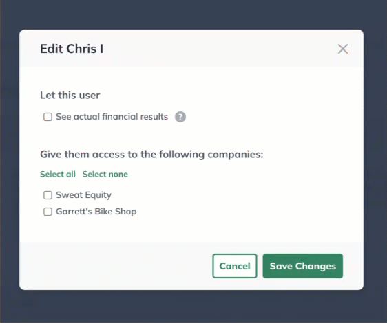 Image: editing a guest account access