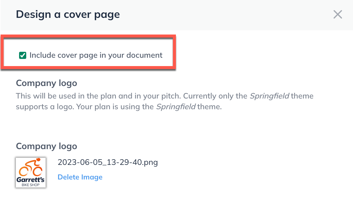 Image: include a cover page highlighted in print options