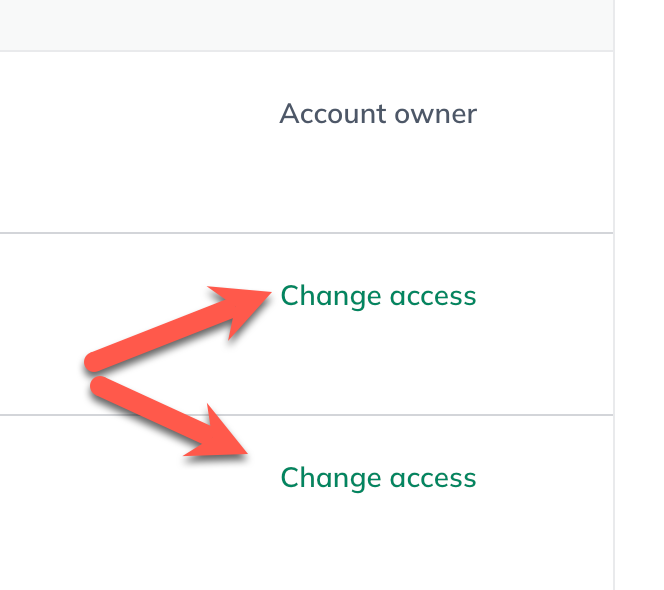 Image: account menu users screen change access detail with arrows