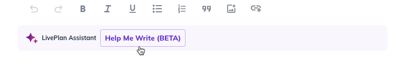 Image: help me write beta badge executive summary
