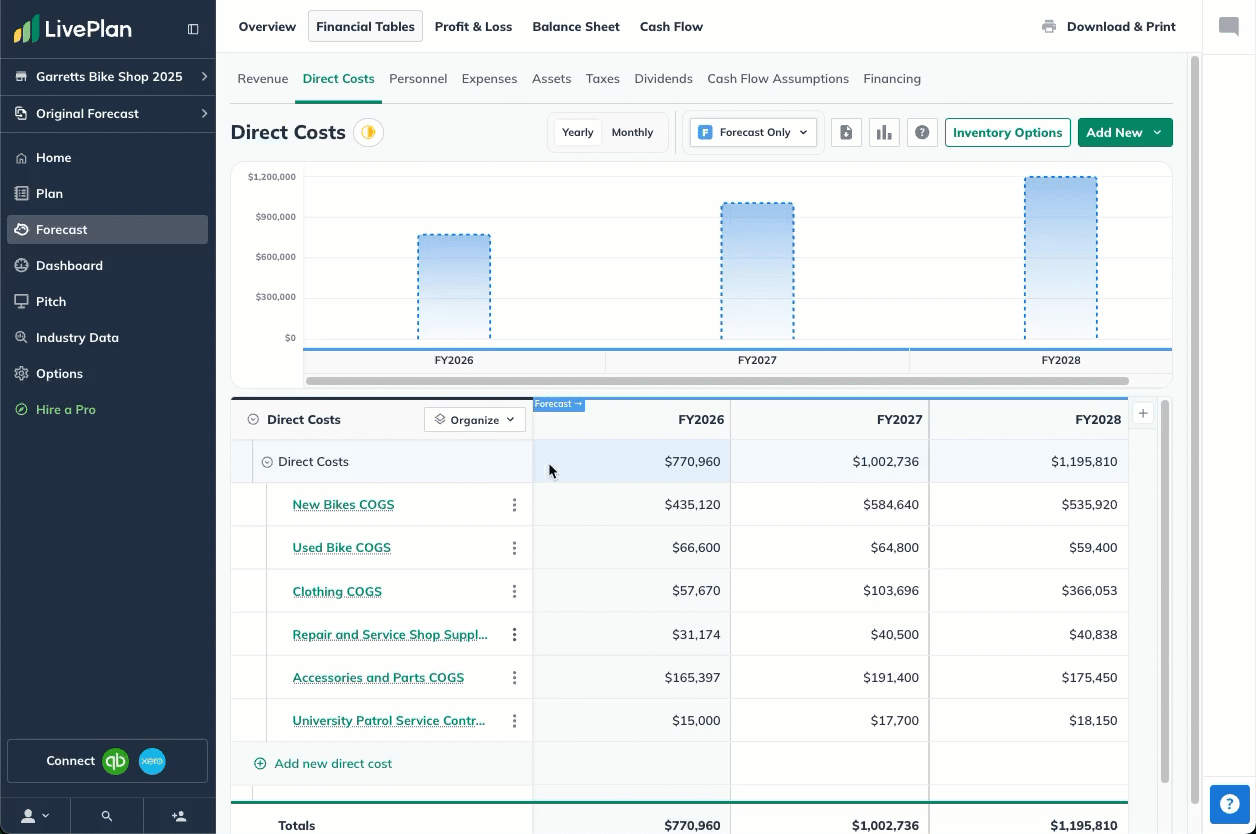 Image: Change item direct cost to expenses