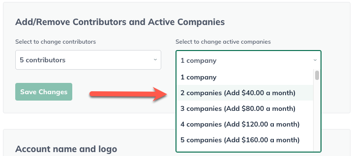 Image: Arrow pointing to Add Remove Active Companies