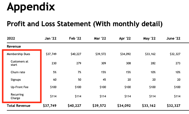Image: Appendix P&L recurring example zoomed