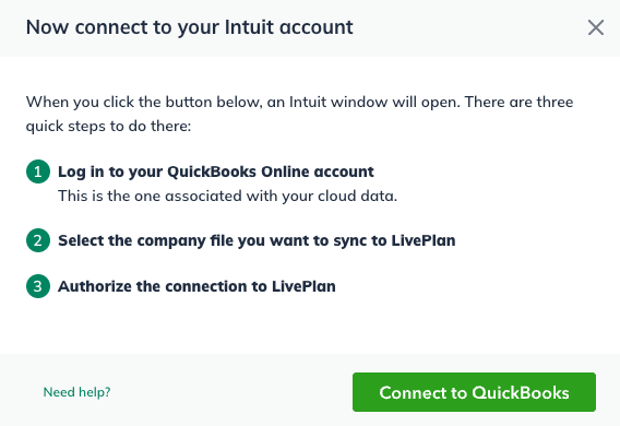Image: connect to quickbooks account confirmation steps