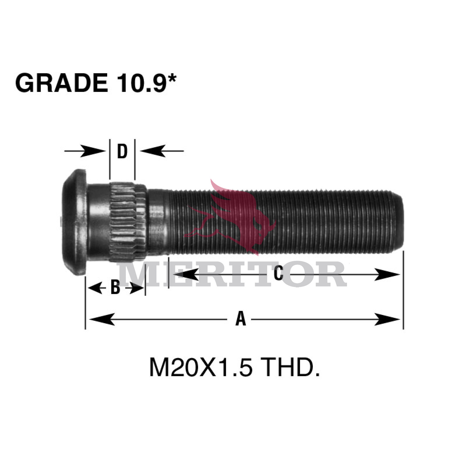 Wheel Stud and Lug Nut Kit Meritor 09001825