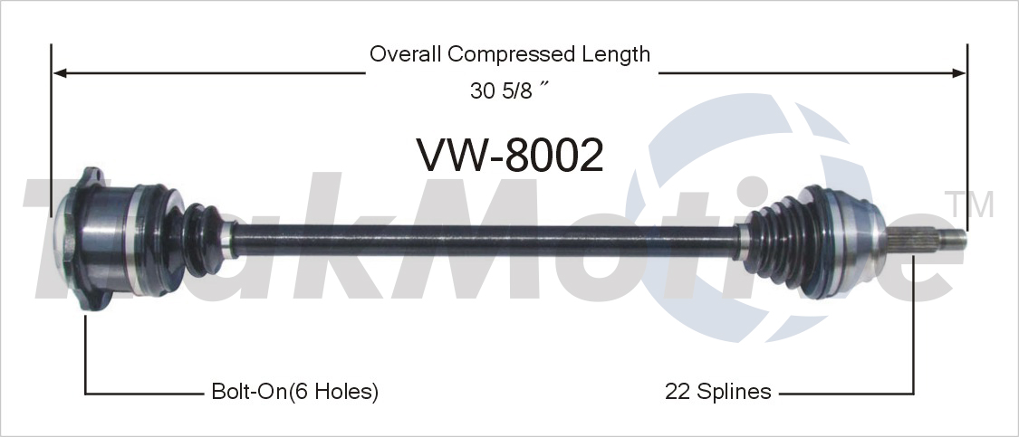 CV Axle Shaft TrakMotive VW-8002