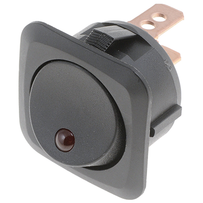Dorman Round Rocker Switch, LED Black/Red