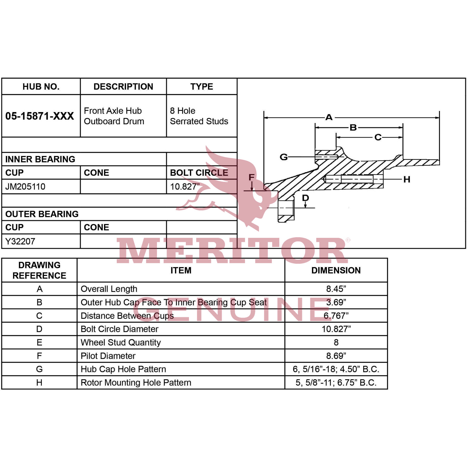 Disc Brake Hub Meritor 0515871002