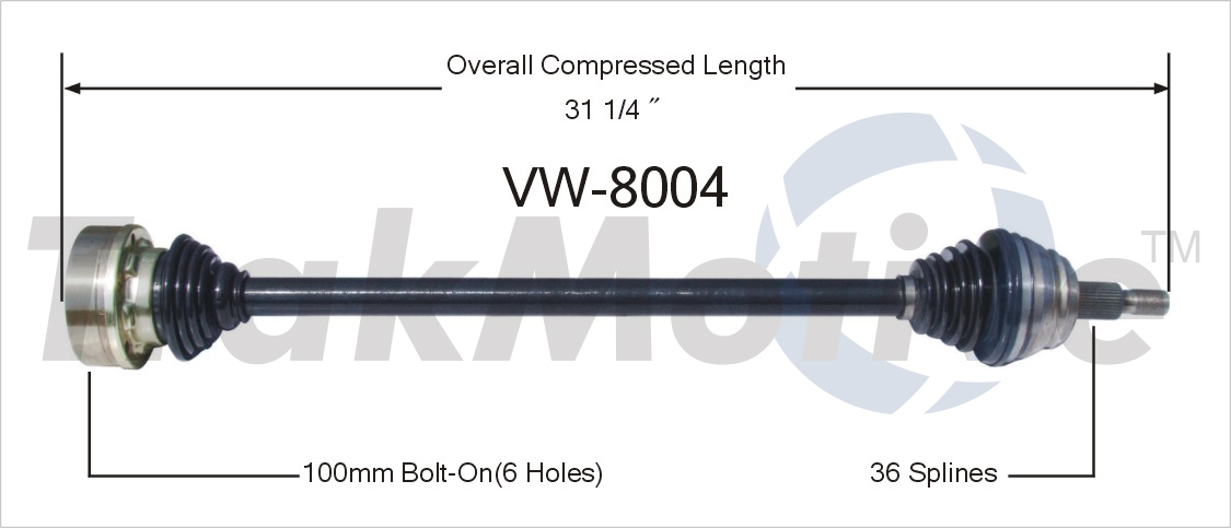 CV Axle Shaft TrakMotive VW-8004