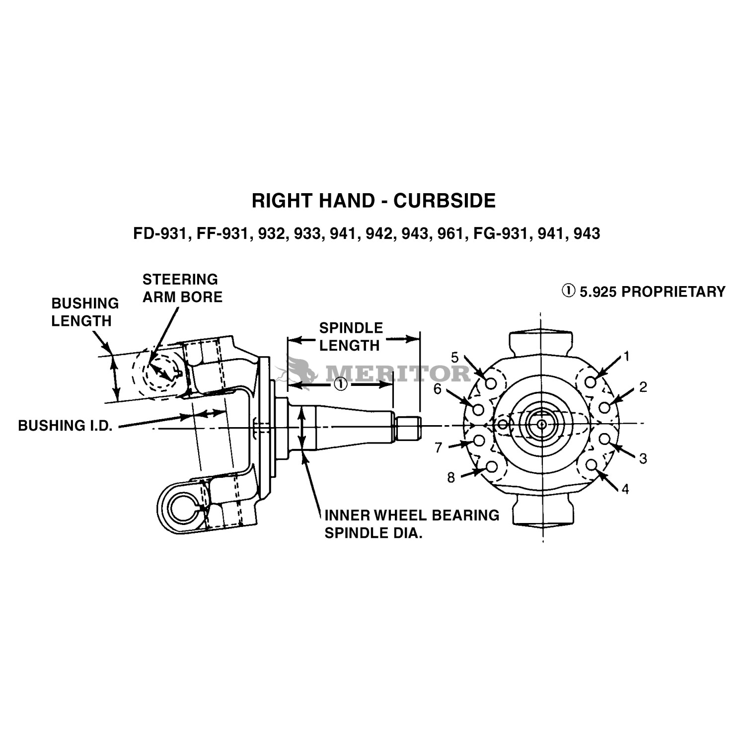 Steering Knuckle Meritor A3111L2950