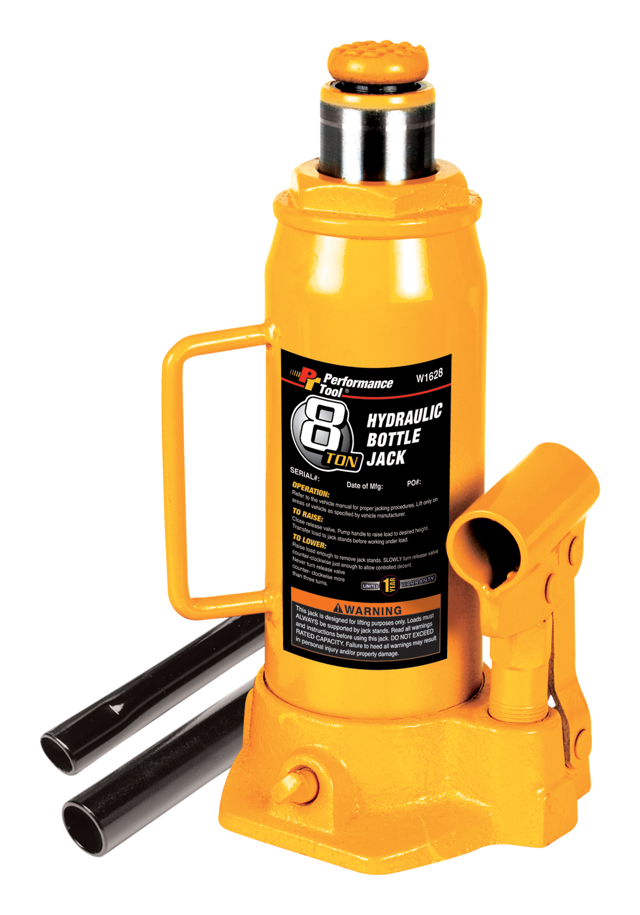 Performance Tool | PERFORMANCE TOOL 8 TON HYDRAULIC BOTTLE JACK
