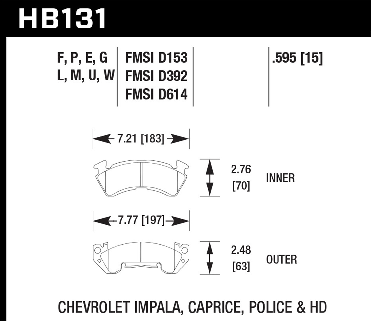 Disc Brake Pad Set Hawk Performance HB131U.595