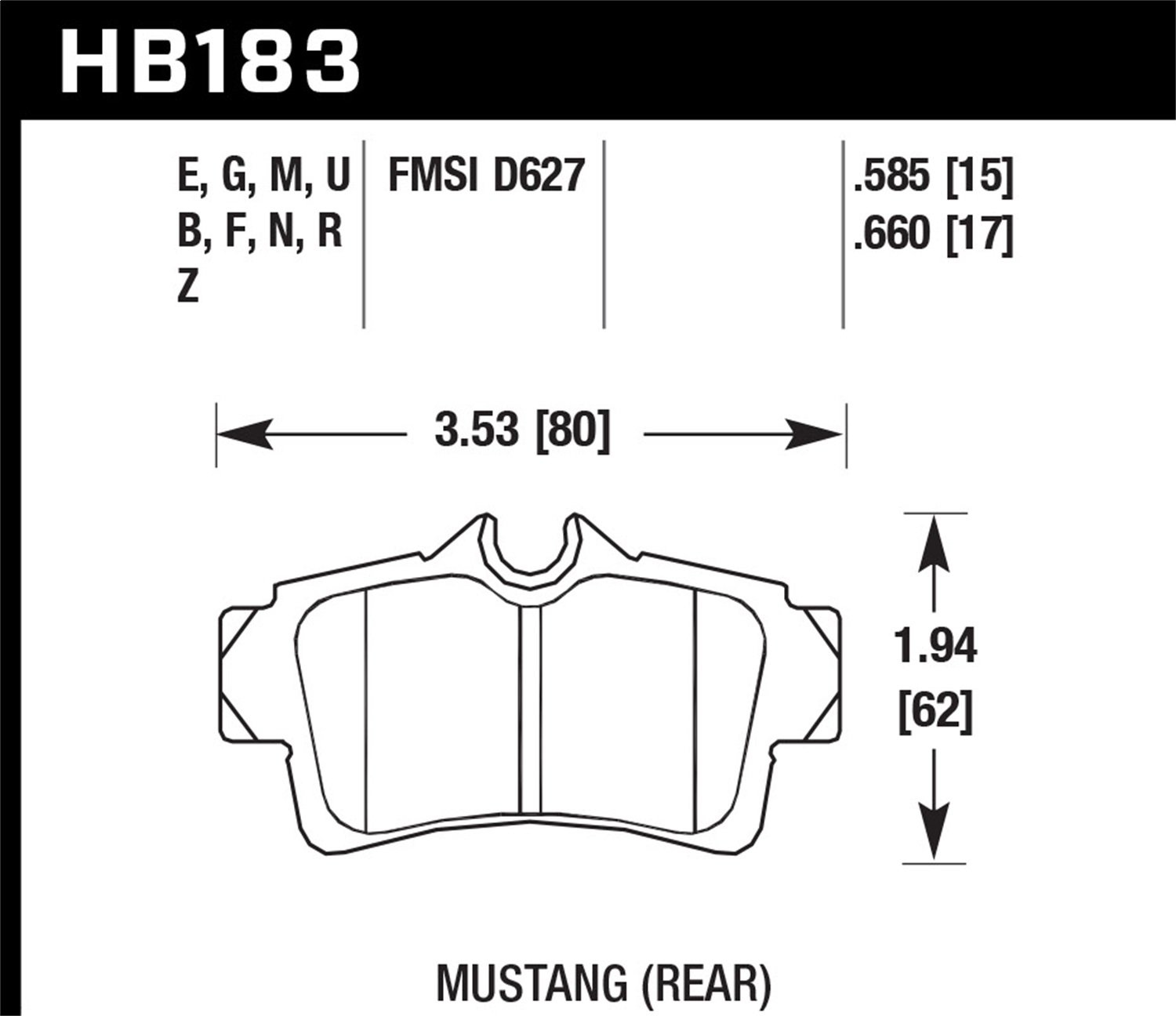 Disc Brake Pad Set Hawk Performance HB183F.660