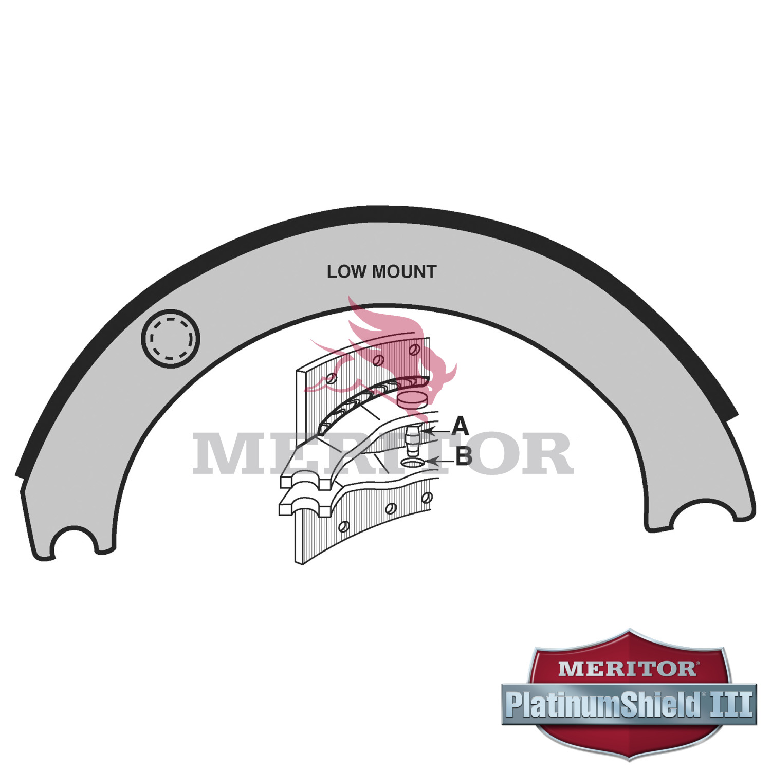 Drum Brake Shoe and Lining Assembly Meritor XSMA2124223E