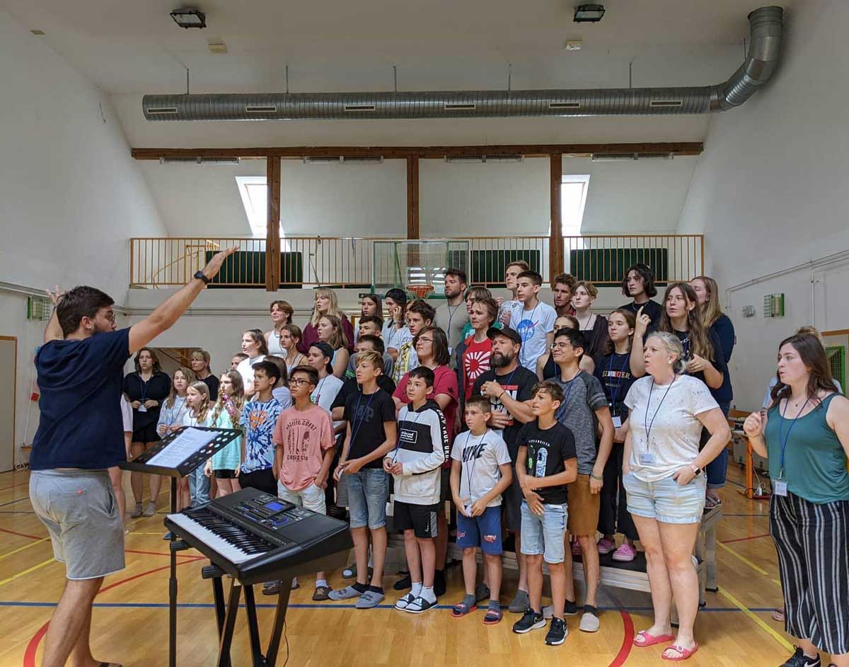 Youth practicing for a music concert
