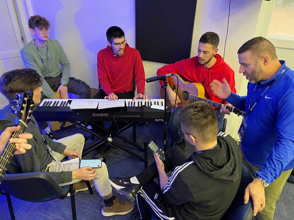 Matt helping prep for worship time