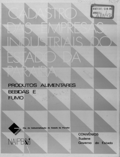Capa do material com o título [VOL. 4] Cadastro das empresas industriais do Estado da Para do Autor Núcleo de Assistência Industrial - Paraíba (NAI/PB)