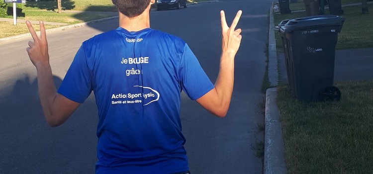 man running with blue shirt