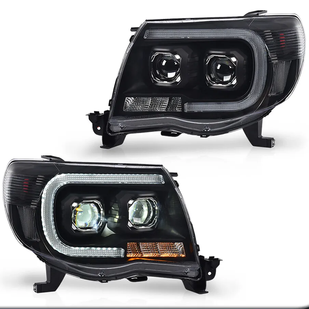 pair clear led tube drl projector headlights fit toyota pair clear led tube drl projector headlights fit toyota