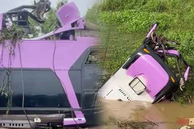 කාම්බෝජයේ බස් රථයක් ගඟකට පෙරළෙයි - 16ක් මරුට