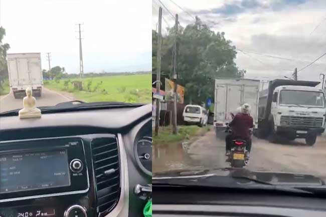 නීතිවිරෝධී දැව ලොරිය පොලිස් අණ නොතකා පලා යයි