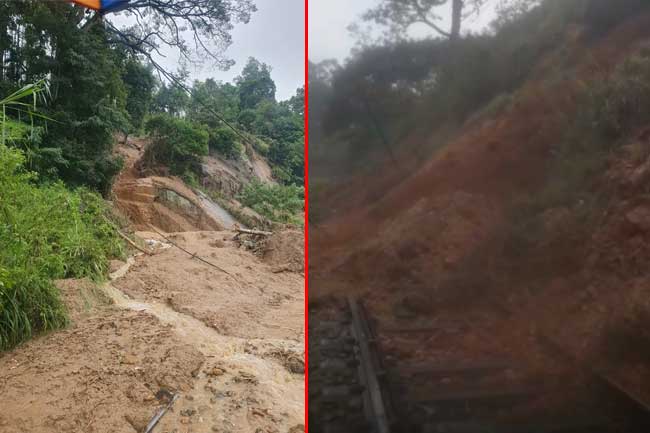 උඩරට දුම්රිය මාර්ගයේ දුම්රිය ධාවනයට තැන් කිහිපයකින් බාධා