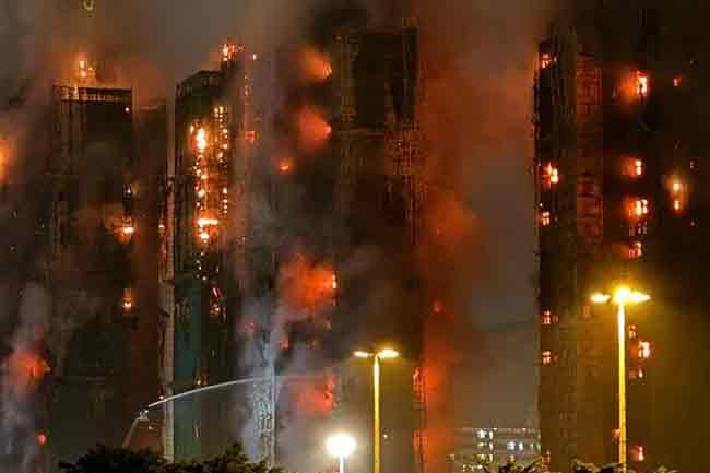 හොංකොං නිවාස සංකීර්ණයේ ගින්නේ මරණ ගණන 55ක් දක්වා ඉහළට