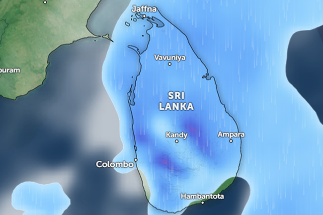 ඉදිරි පැය 36දී ප්‍රදේශ කිහිපයකට  ගිගුරුම් සහිත වැසි 
