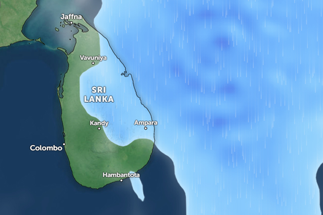 ඉදිරි පැය 24 සඳහා දිවයින වටා මුහුදු ප්‍රදේශයේ කාලගුණය