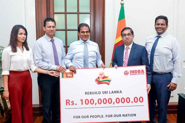 ‘Rebuilding Sri Lanka’ අරමුදලට Indra Traders වෙතින් රු. මිලියන 100ක් 