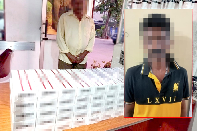 විදේශීය දුම්වැටි තොගයක් සමඟ දෙදෙනෙක් අත්අඩංගුවට