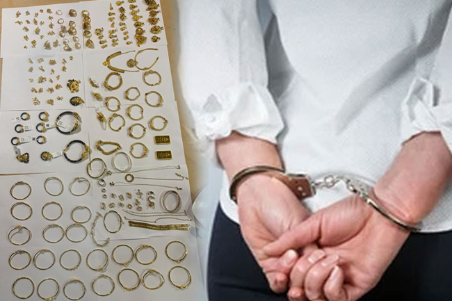 ස්වර්ණාභරණ තොගයක් සමග  ගුවන් සේවිකාවක් අත්අඩංගුවට