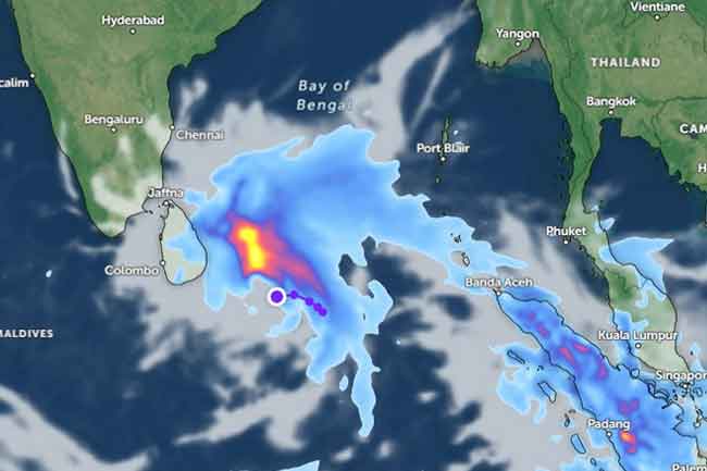 ගැඹුරු පීඩන අවපාතය පොතුවිල් සිට කිලෝමීටර් 300ක් දුරින්