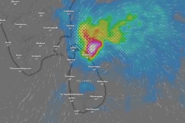 කාලගුණයෙන් රතු නිවේදනයක් - පීඩන අවපාතය ත්‍රිකුණාමලයට 80km දුරින්