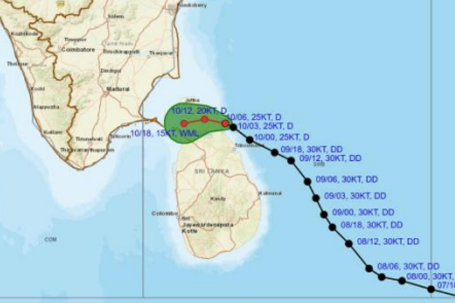 පීඩන අවපාතය මුලතිව් සිට කිලෝමීටර 20ක් දුරින්