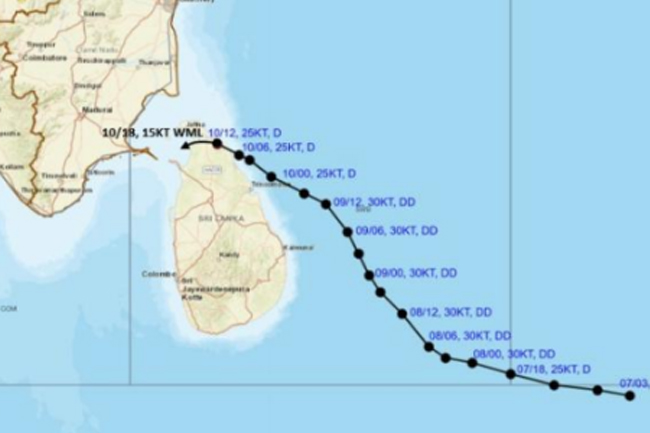 මන්නාරම් බොක්කේ පැවති අඩු පීඩන ප්‍රදේශය තවදුරටත් දුර්වල වෙයි