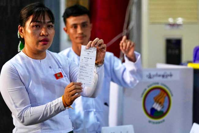 මියන්මාර මැතිවරණයේ තෙවන අදියරේ ඡන්දය ප්‍රකාශ කිරීම අද 