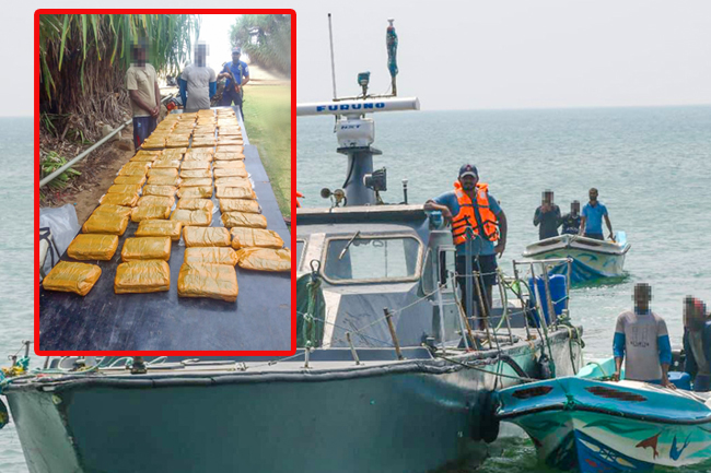 මන්නාරමේදී නාවික හමුදා භාරයට ගත්  ඩිංගි යාත්‍රාවේ තිබී  හෂිස් තොගයක් සොයාගනී