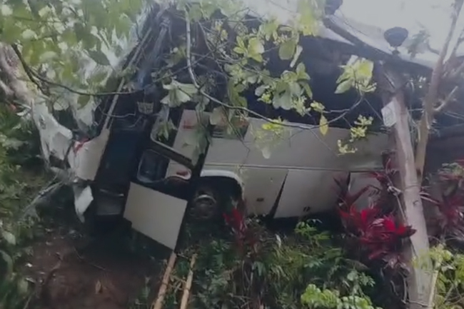 විදේශිකයින් රැගත් බස් රථයක් යටියන්තොටදී අනතුරට