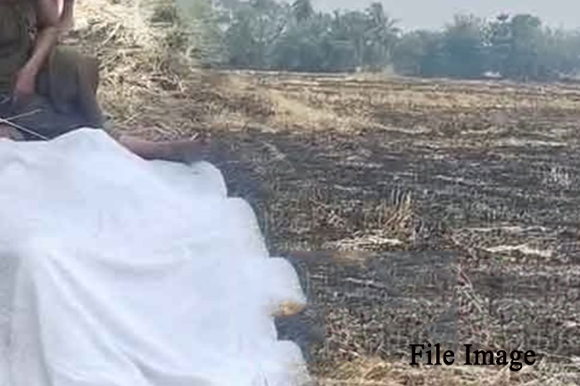 කුඹුරේ පිදුරු ගිනි තියන්න ගිය  පුද්ගලයා ගින්නට හසුවී මරුට