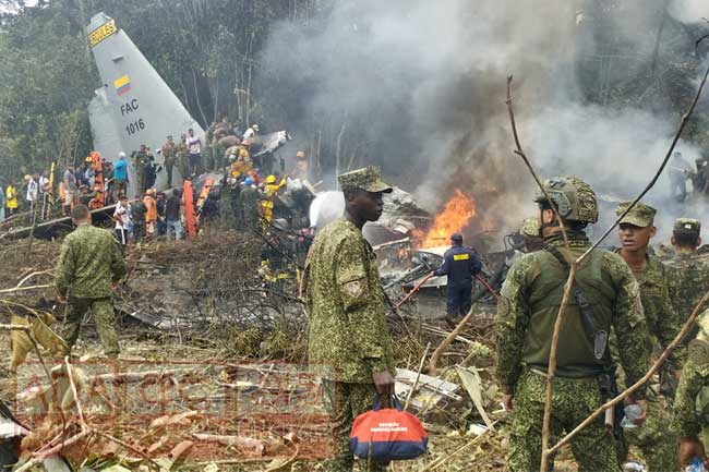 කොලාම්බියානු හමුදා ගුවන් යානයක් කඩා වැටෙයි - 34ක් මරුට