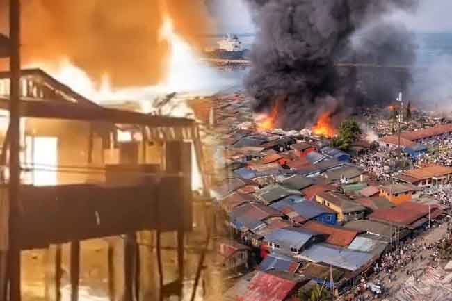 මැලේසියාවේ ගින්නකින් නිවාස 200ක් විනාශ වෙයි