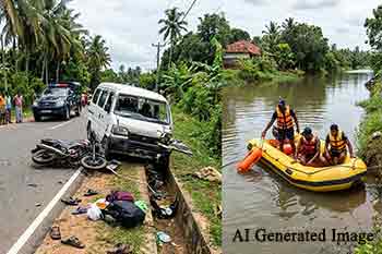 අවුරුදු සමයේ රිය අනතුරු සහ දියේ ගිලීම්වලින් ජීවිත 80ක් අහිමි වෙයි