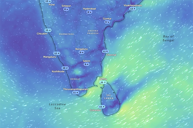 නිරිත දිග මෝසම දිවයින හරහා ස්ථාපිත වෙයි