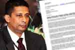 සුරේෂ් සලේගේ නීනි උපදේශකගෙන් CID අධ්‍යක්ෂ ශානි අබේසේකරට ලිපියක්