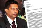 සුරේෂ් සලේගේ බිරිඳගෙන් CID අධ්‍යක්ෂ ශානිට ලිපියක්