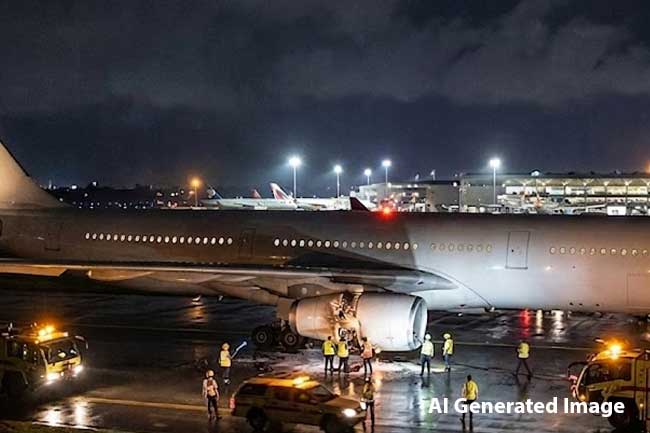 අකුණු සැර වැදීමක් හේතුවෙන් ශ්‍රීලන්කන් යානයක් ආරක්ෂිතව ගොඩබස්වයි