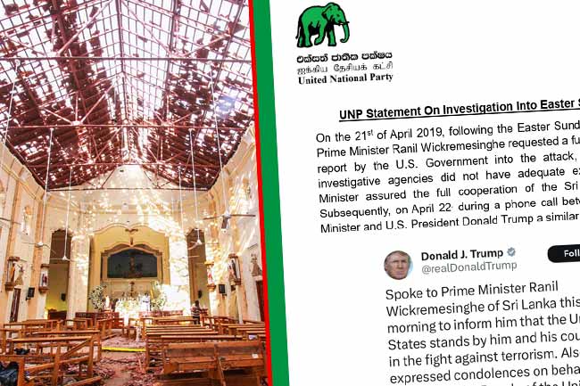 පාස්කු ඉරිදා එල්ල වූ  ප්‍රහාර සම්බන්ධයෙන් FBI තොරතුරු ඉල්ලා ඇද්දැයි එජාපය ප්‍රශ්න කරයි 