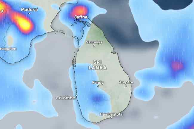 ප්‍රදේශ කිහිපයකට මි.මී 100 ඉක්ම වූ තද වැසි